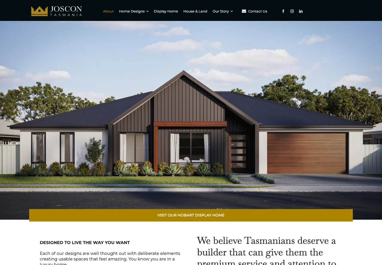 JOSCON Tasmania homepage captured on 9 October 2026 at desktop width