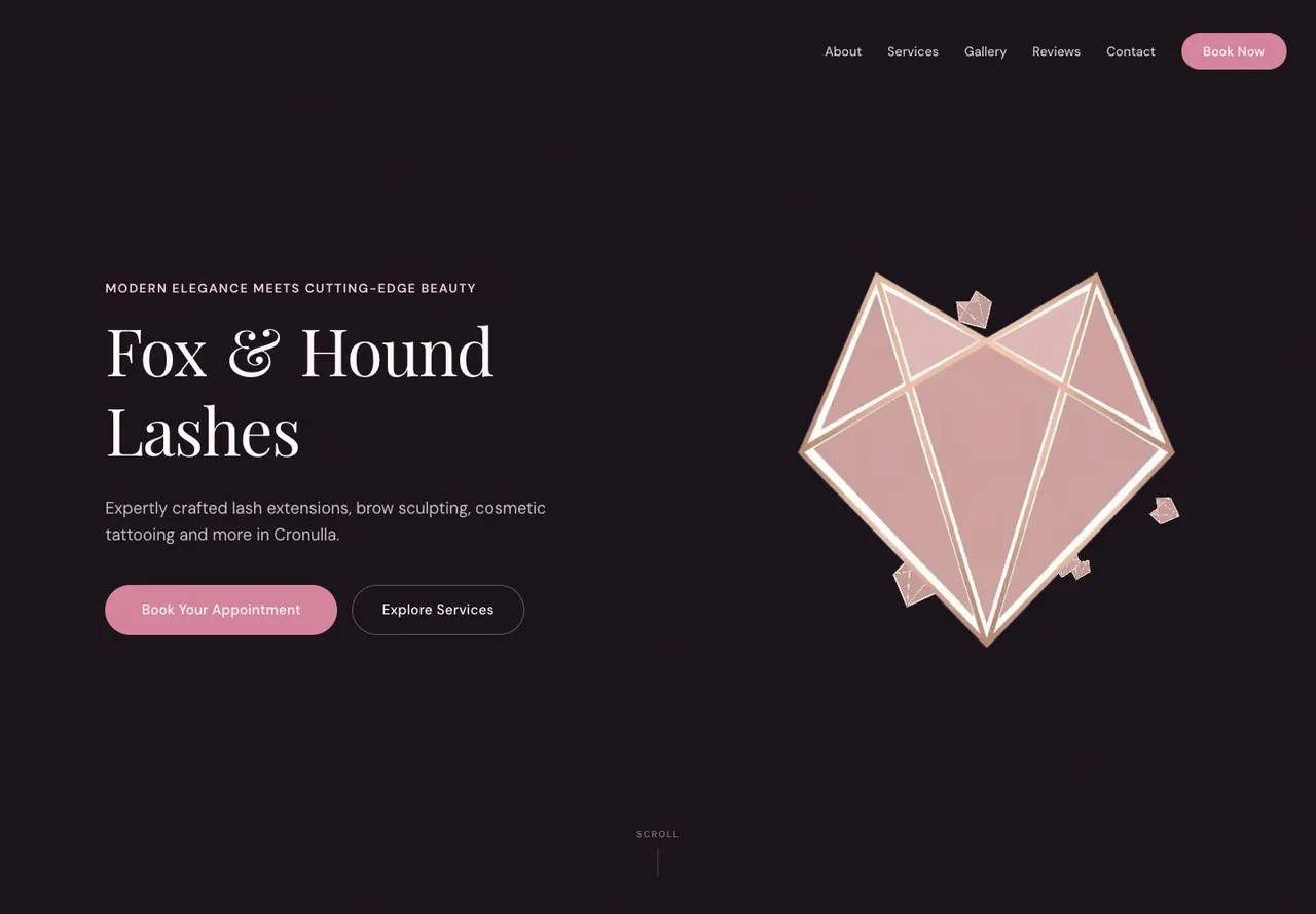 Fox & Hound Lashes homepage captured on 9 October 2026 at desktop width