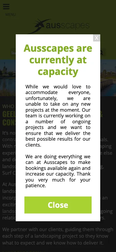 Ausscapes mobile homepage in our 390 by 844 capture