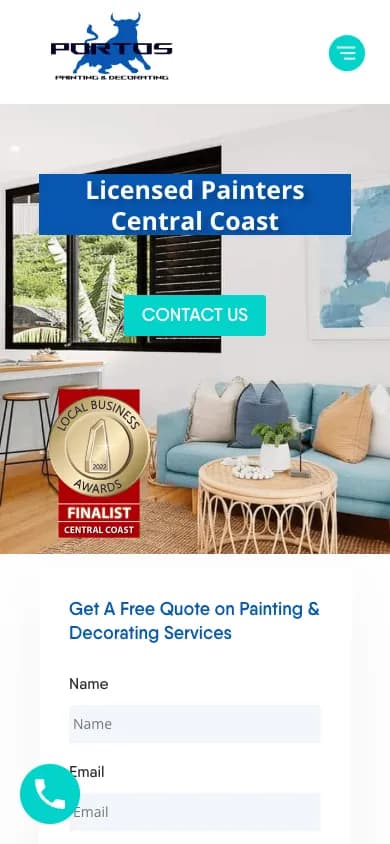 Portos Painting & Maintenance mobile homepage in our 390 by 844 capture