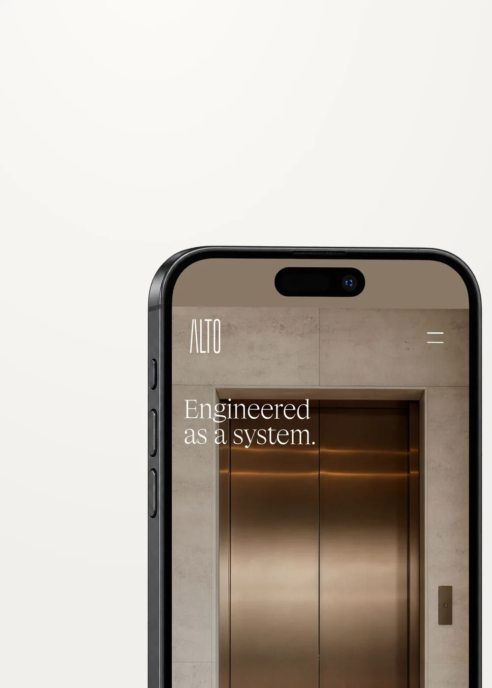 Alto Elevators website on a phone