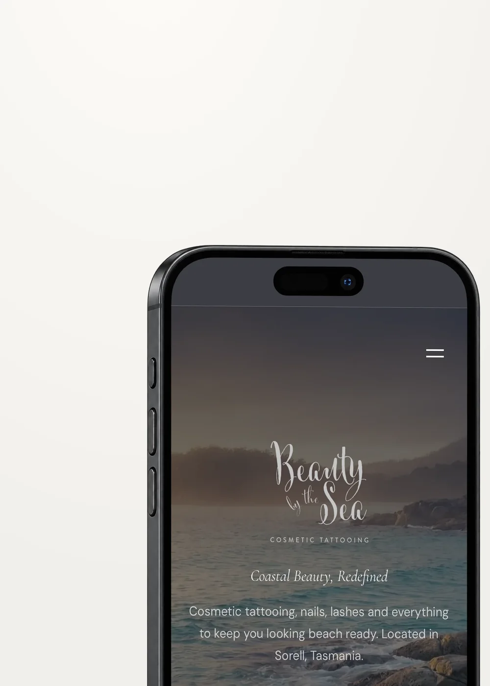 Beauty by the Sea website on a phone