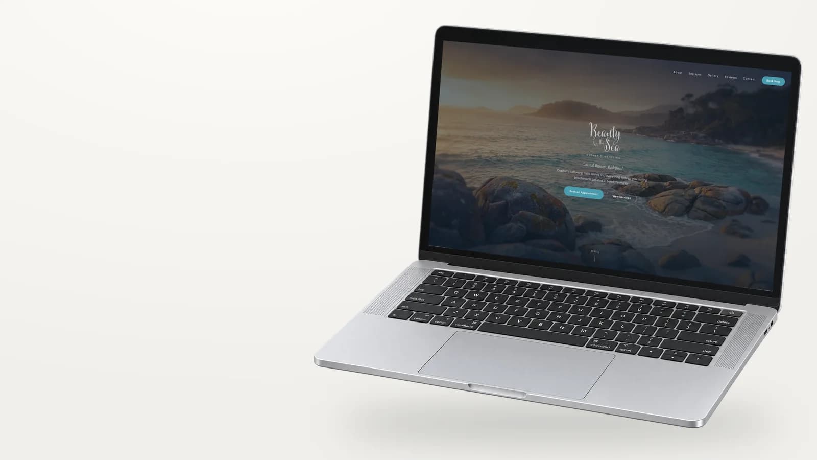 Beauty by the Sea website on a laptop