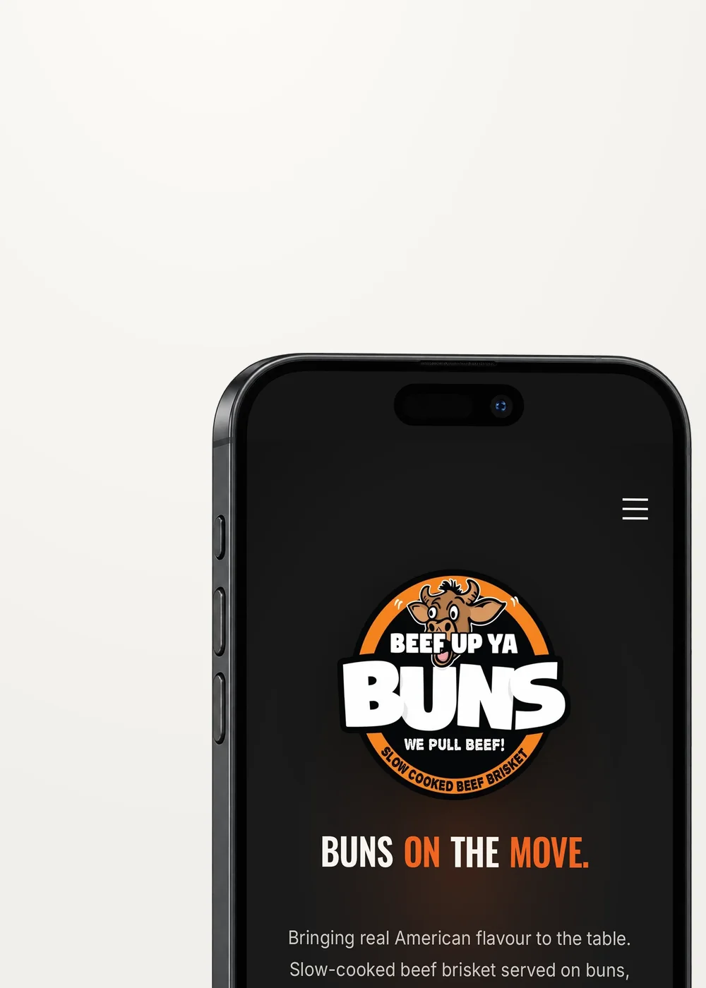 Beef Up Ya Buns website on a phone