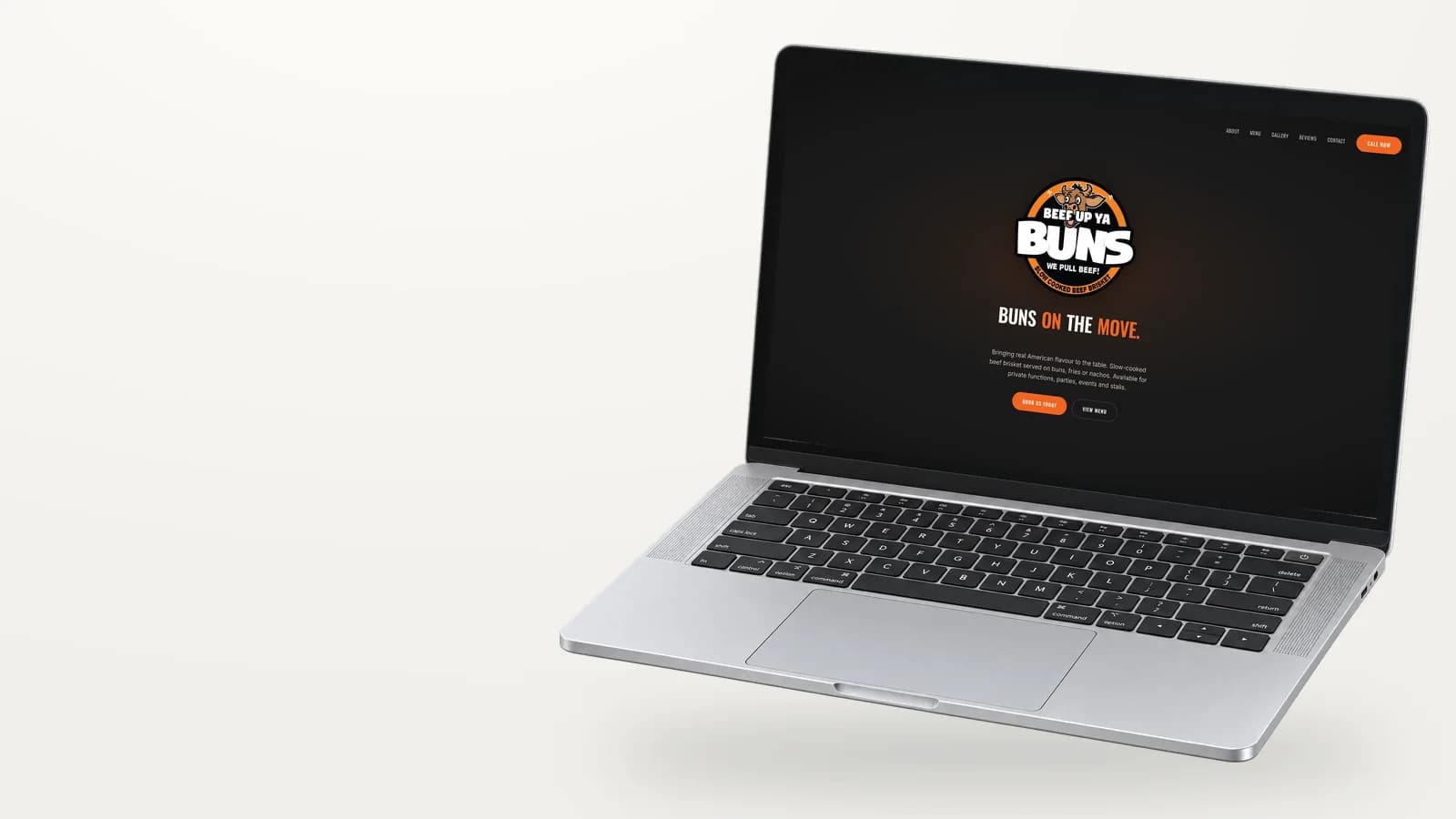 Beef Up Ya Buns website on a laptop