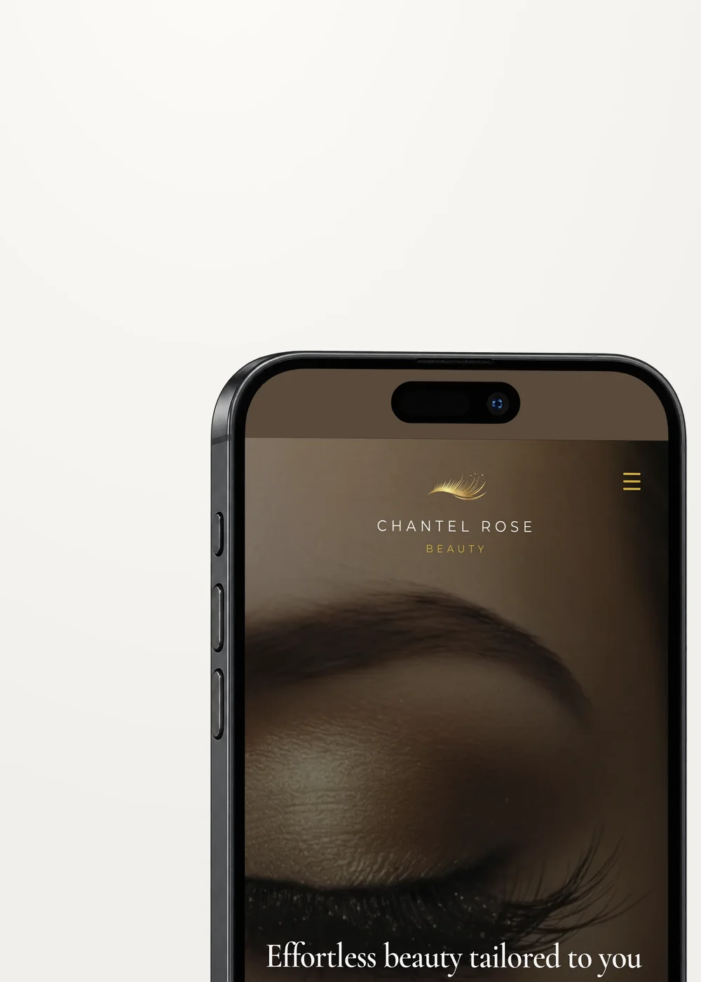 Chantel Rose Beauty website on a phone