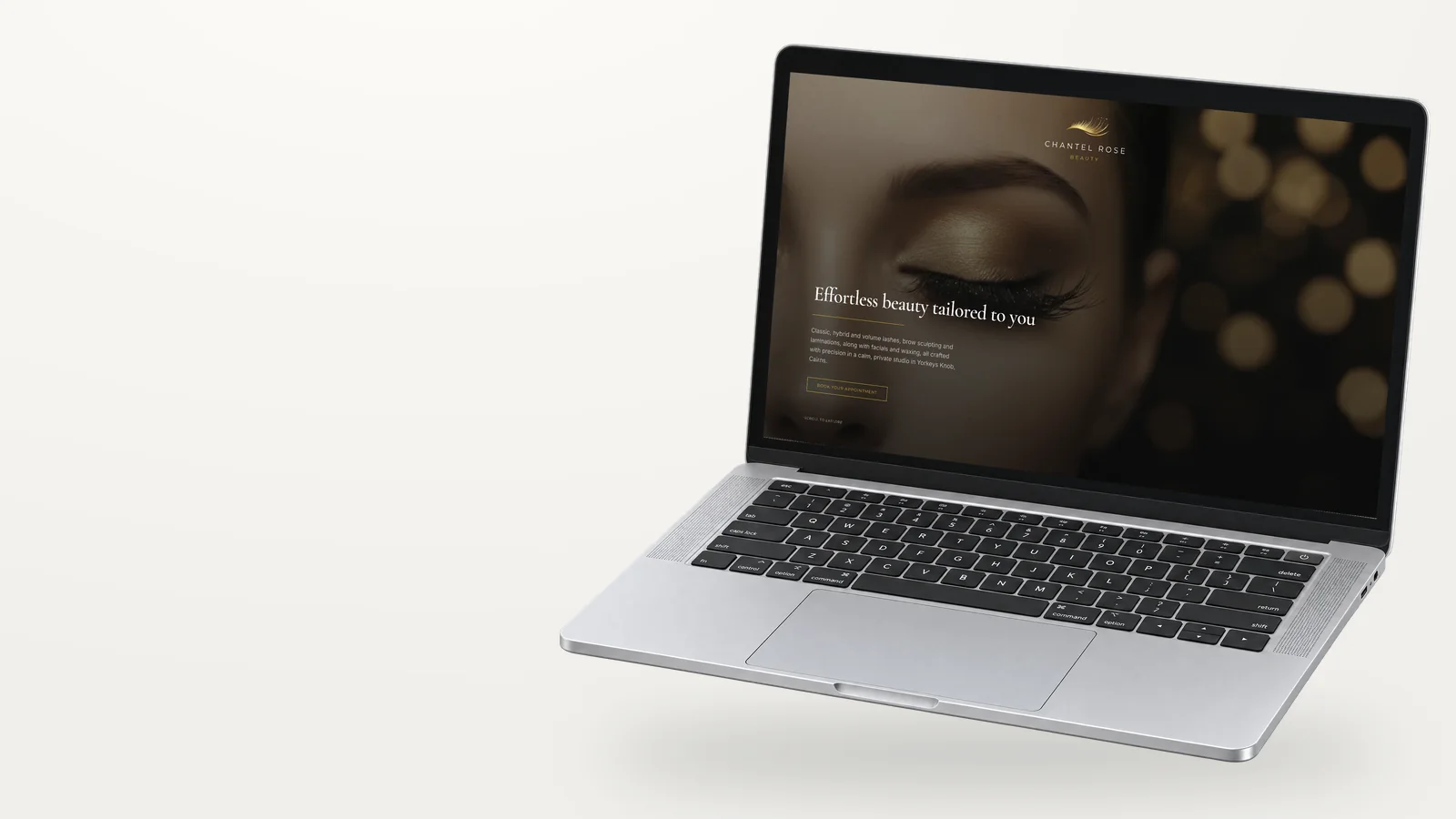 Chantel Rose Beauty website on a laptop