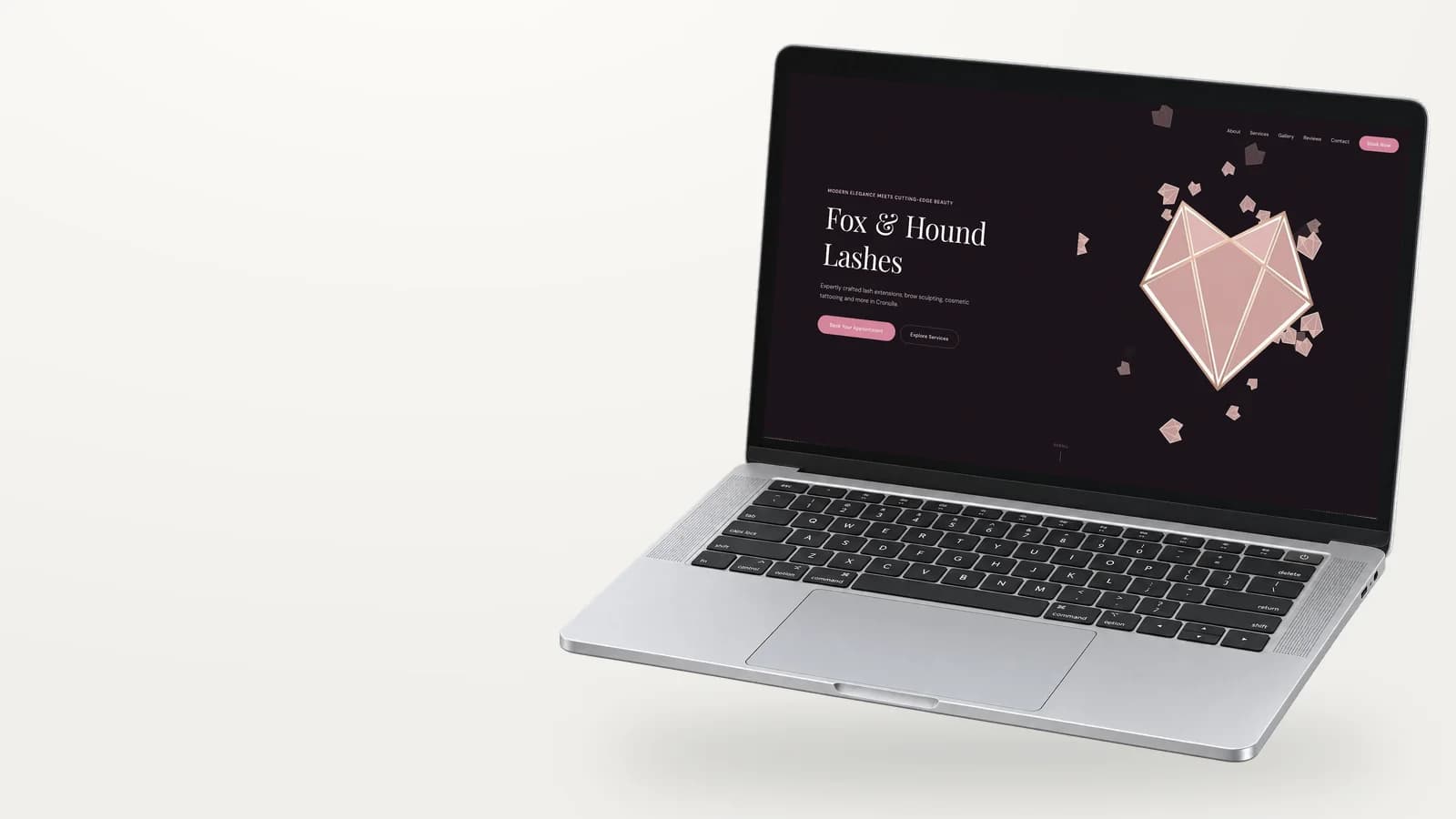 Fox & Hound Lashes website on a laptop