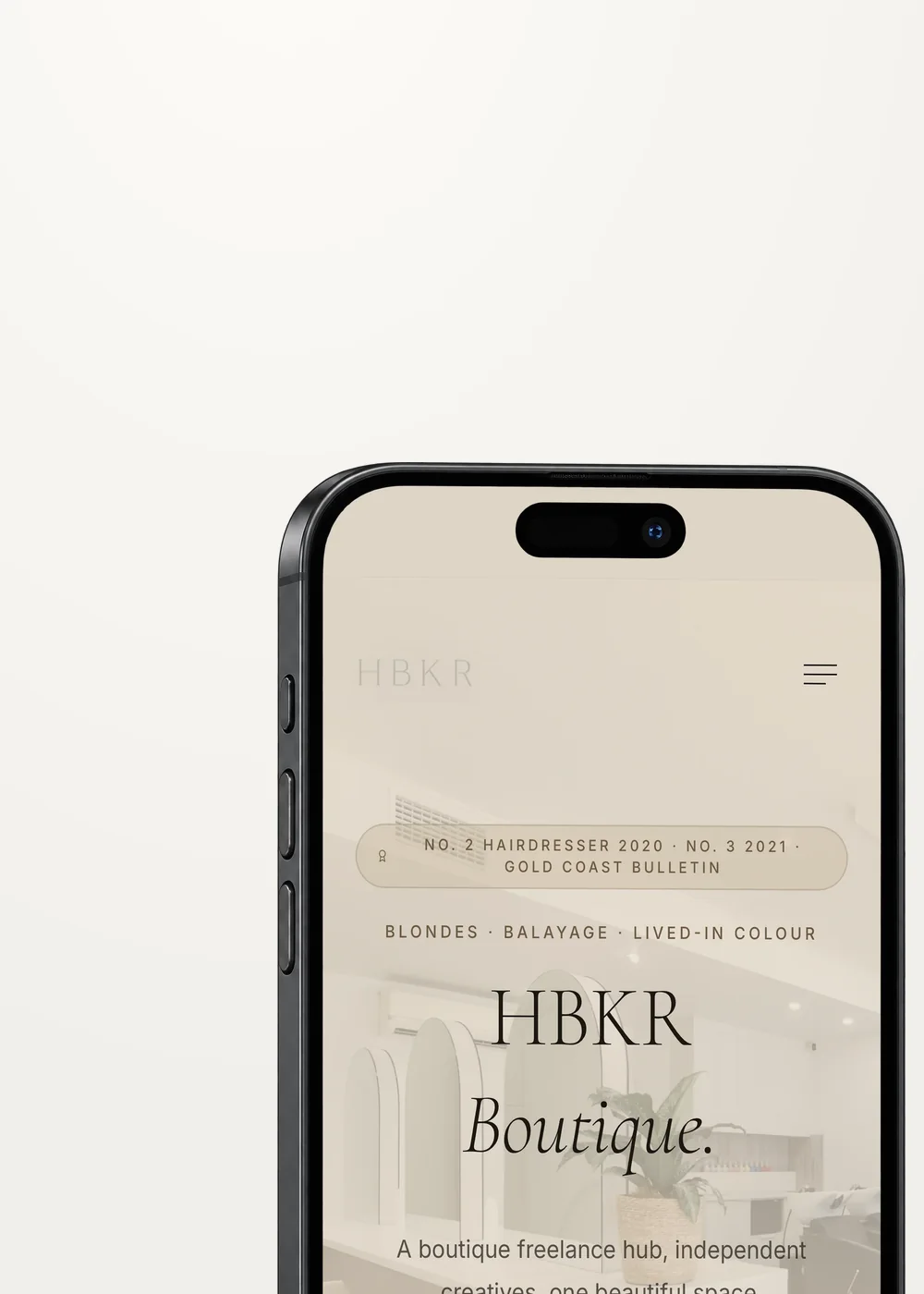 HBKR Boutique website on a phone