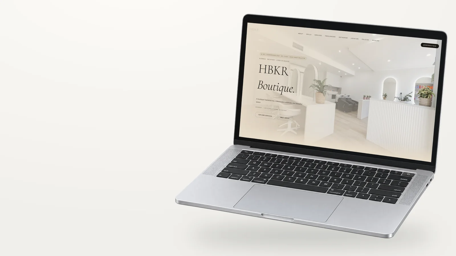 HBKR Boutique website on a laptop