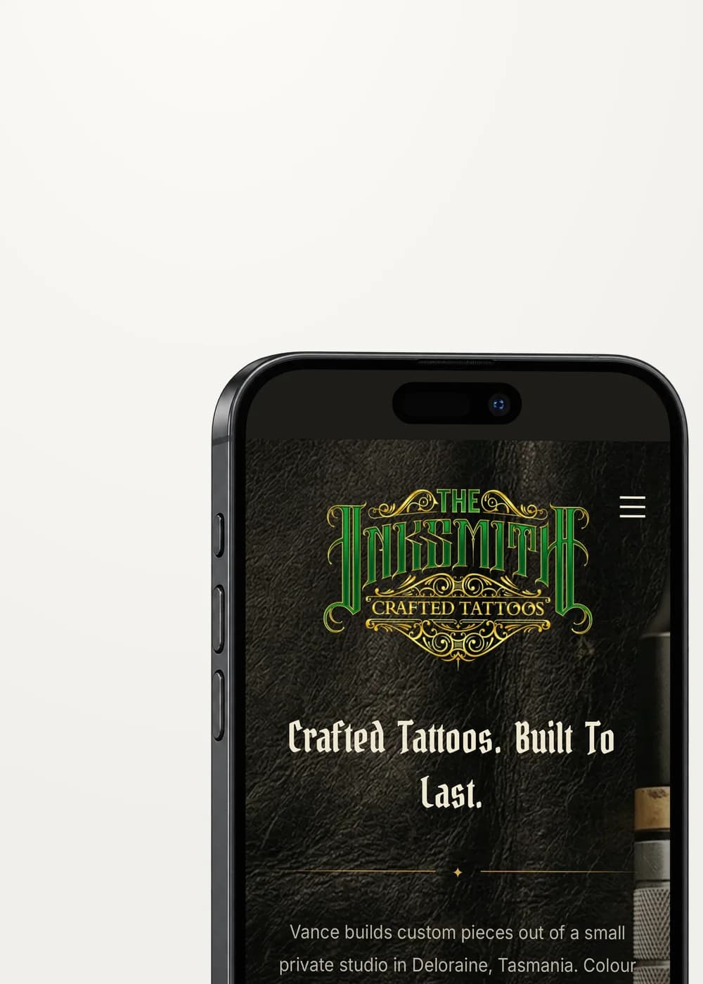 The Inksmith website on a phone