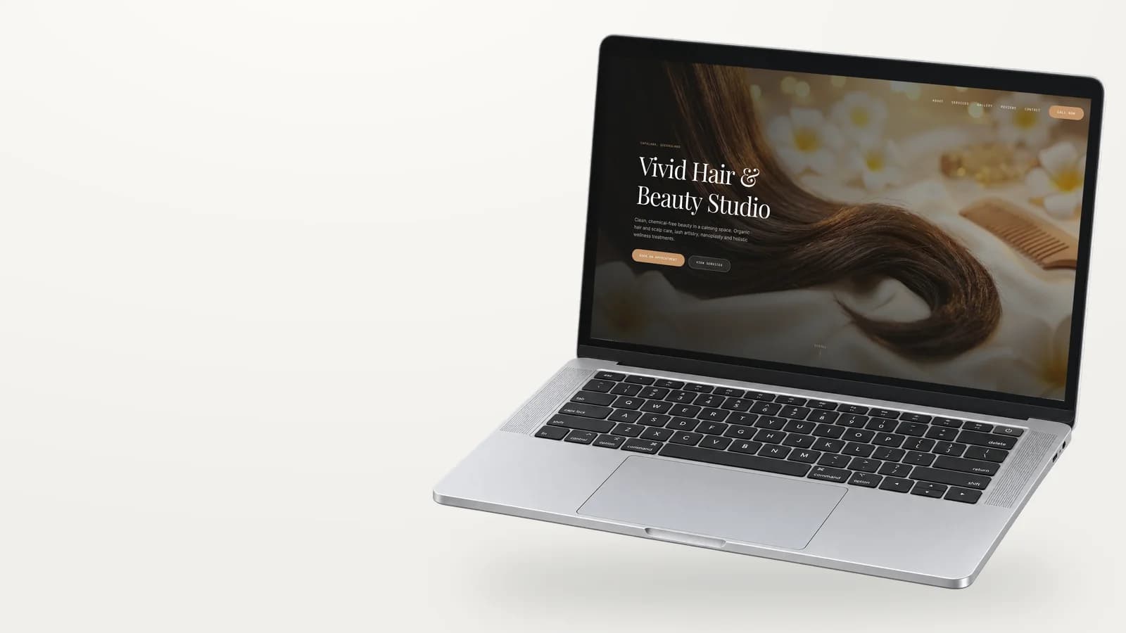 Vivid Hair and Beauty website on a laptop